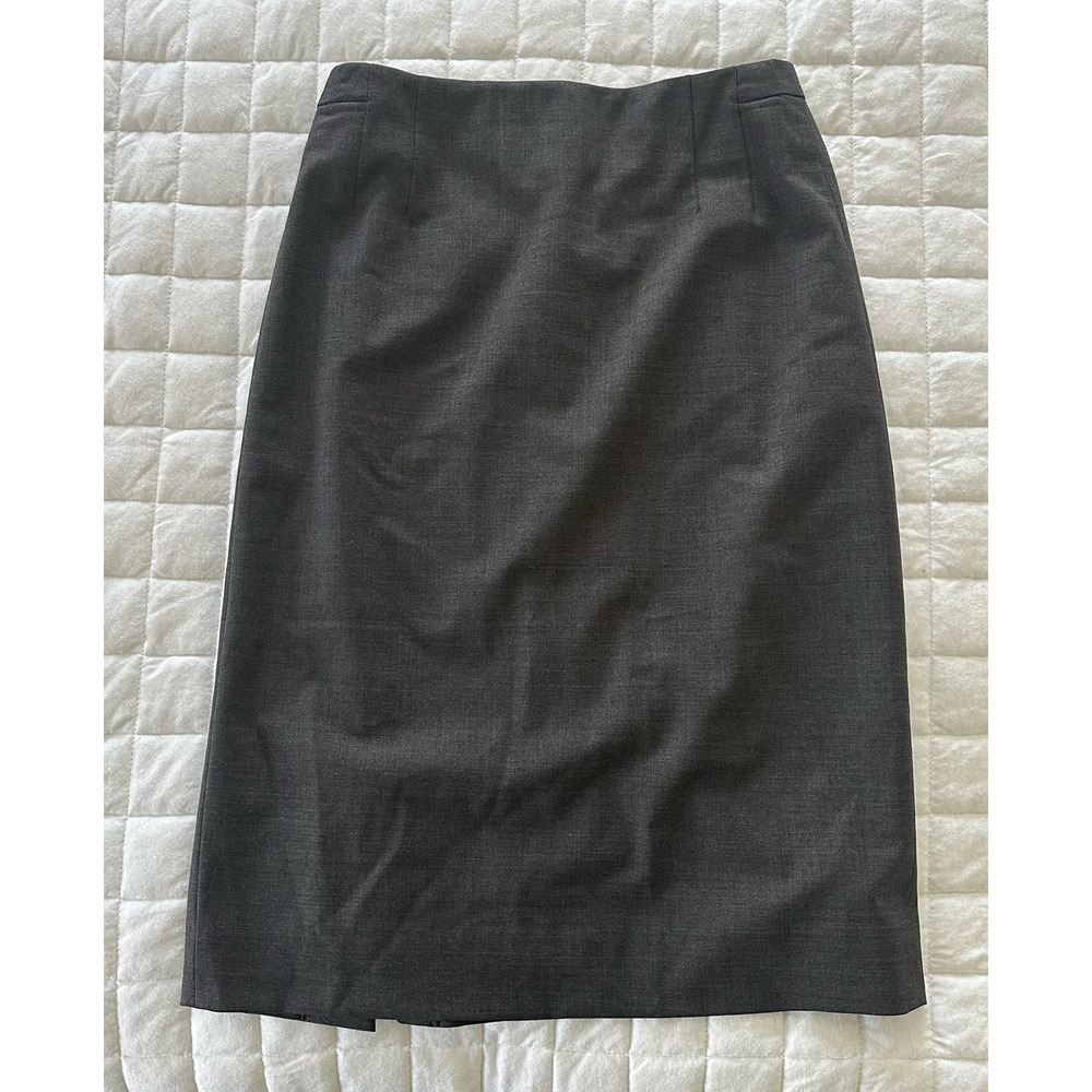 MM Lafleur Skirt 2 Gray Wool Blend Pencil Classic Quiet Luxury Minimalist Office